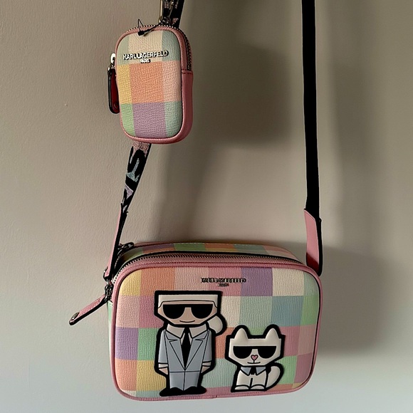 NWOT Karl Lagerfeld Blush Multi-Pastel Color Block Crossbody Bag with Coin Case - Picture 2 of 7